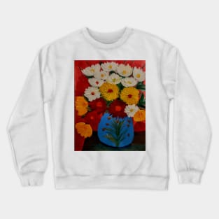 lovely bright flowers n to cheer up your day with some details on vase . Crewneck Sweatshirt